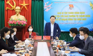 Anh Nguyễn Anh Tuấn, Ủy viên T.Ư Đảng, Bí thư thứ nhất T.Ư Đoàn phát biểu tại buổi làm việc. Ảnh: Quang Thái