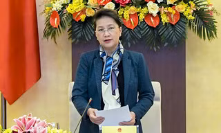 Chủ tịch Quốc hội Nguyễn Thị Kim Ngân phát biểu khai mạc Phiên họp thứ 3, Hội đồng Bầu cử quốc gia. 