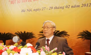 Tổng Bí thư Nguyễn Phú Trọng phát biểu bế mạc hội nghị. Ảnh: TTXVN