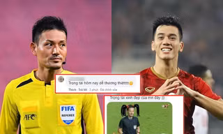 Sau bàn thắng của Tiến Linh, netizen thả tim nhiệt tình trọng tài Nhật: Chế ảnh "cười xỉu"
