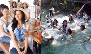 Đang chụp ảnh khoe dáng cầu bất ngờ sụp, 30 thí sinh Hoa hậu Thái Lan rơi tòm xuống ao