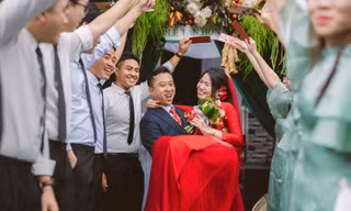 Đám cưới ở Bình Định trang trí bằng 200kg rau củ, khách ăn cỗ được gói mang về