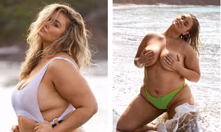 Mẫu béo Hunter McGrady ngực trần táo bạo trên tạp chí đồ bơi danh tiếng