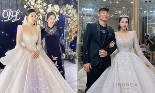Khánh Linh diện váy cưới làm từ 30K viên đá Swarovski do chính Bùi Tiến Dũng lên ý tưởng