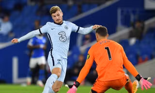 Timo Werner đã chơi nỗ lực trong trận đấu với Brighton.