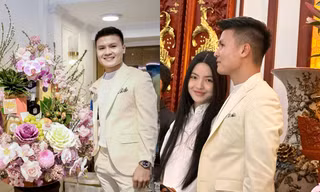 Cầu thủ Quang Hải diện suit trắng bảnh bao tới nhà Chu Thanh Huyền làm lễ dạm ngõ
