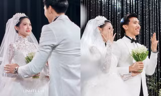 Khoảnh khắc xúc động trong lễ cưới Đoàn Văn Hậu và Doãn Hải My khiến cô dâu bật khóc