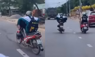 Nam sinh lớp 11 lái xe bằng chân chạy trên đường phố ở Quảng Trị bị xử phạt thế nào?