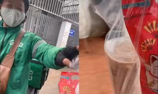 Cô gái đặt trà sữa bất ngờ gặp ngay "shipper đặc biệt", hành động sau đó vô cùng đáng yêu