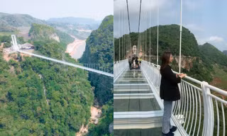 Cầu kính đi bộ dài nhất thế giới ở Mộc Châu: Du khách than thở "đắt ngang vé máy bay"