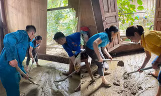 Thầy, cô nơi ‘ốc đảo’ tất bật dọn dẹp trường lớp sau lũ