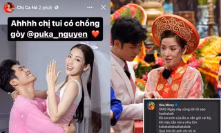 Sao Việt bắt trend ghép ảnh ăn mừng Gin Tuấn Kiệt cầu hôn thành công Puka