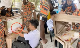 Nam sinh bị mắc kẹt ngón tay vào mặt bàn lớp học, phải gọi đội cứu hỏa đến giải cứu