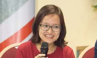 Nội lực, trưởng thành là cảm nhận của nhiều người khi có dịp được nghe cô gái nhỏ chia sẻ về hành trình thực hiện giấc mơ Harvard của em (Ảnh: Lieta)