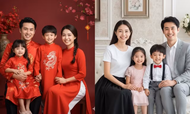 Câu lệnh tạo bức hình gia đình bằng AI Gemini đẹp không thua kém chụp studio