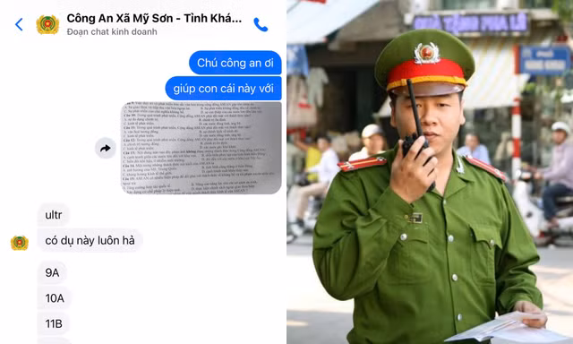 Học sinh nhắn tin nhờ công an xã giải đề thi, fanpage bất ngờ “quá tải” tin nhắn
