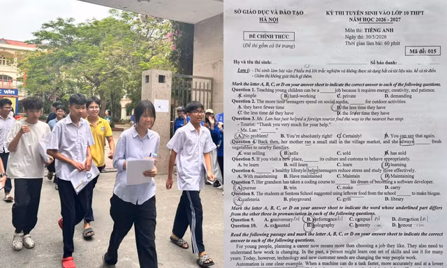 Thí sinh tại điểm thi THCS Nguyễn Trãi, phường Hà Đông.