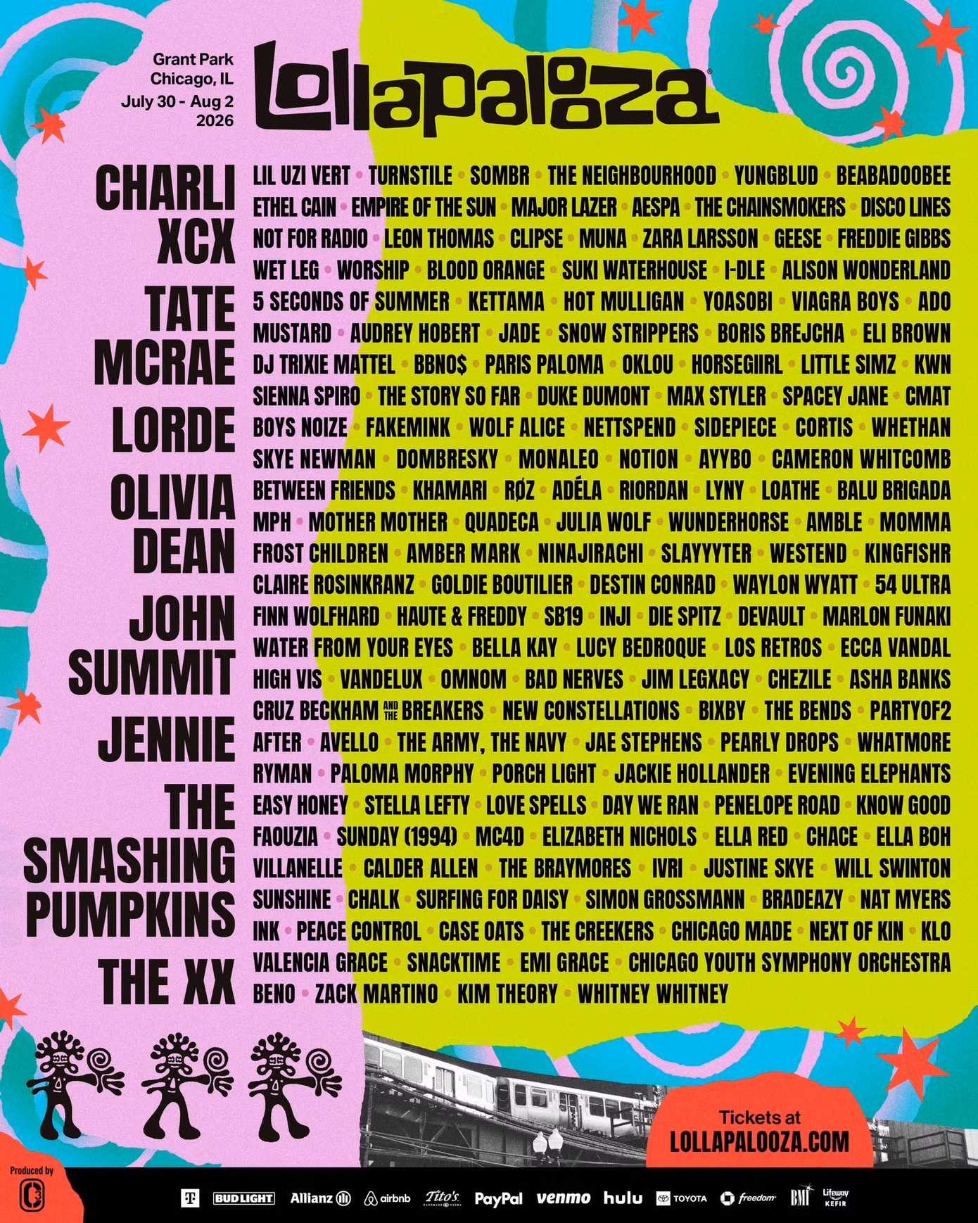 Lollapalooza vừa chính thức xác nhận danh sách các nghệ sĩ biểu diễn tại lễ hội.