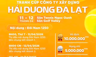 Giải quần vợt Tennis Lâm Đồng ngày 11-12/4 gây quỹ tiếp sức học sinh nghèo đến trường