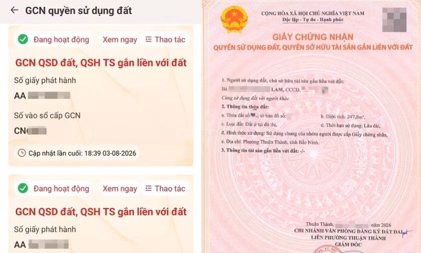 Sổ đỏ bắt đầu hiển thị trên VNeID, người dân có thể tra cứu