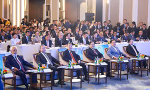 Thủ tướng Lê Minh Hưng cùng Thủ tướng Lào Sonexay Siphandone, Thủ tướng Campuchia Hun Manet, Thủ tướng Thái Lan Anutin Charnvirakul và Thủ tướng Timor-Leste Kay Rala Xanana Gusmão tham dự Phiên khai mạc Diễn đàn Tương lai ASEAN lần thứ ba. Ảnh: TTXVN.