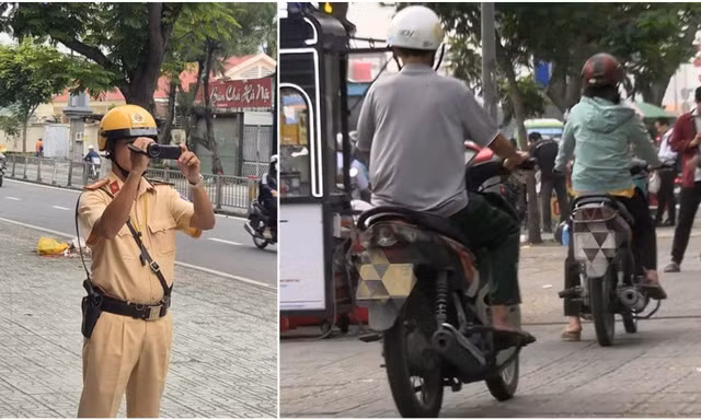 Hàng trăm xe máy đi trên vỉa hè bị ghi hình xử phạt tại TPHCM