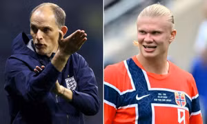 HLV tuyển Anh Thomas Tuchel và tiền đạo Na Uy Erling Haaland