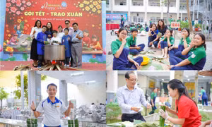 TP.HCM: Các trường học “gọi Xuân về” qua hội thi gói bánh chưng