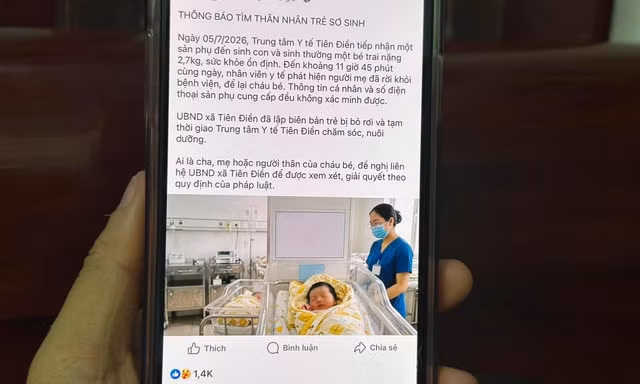 Sinh bé trai xong, người mẹ để lại con rồi mất liên lạc