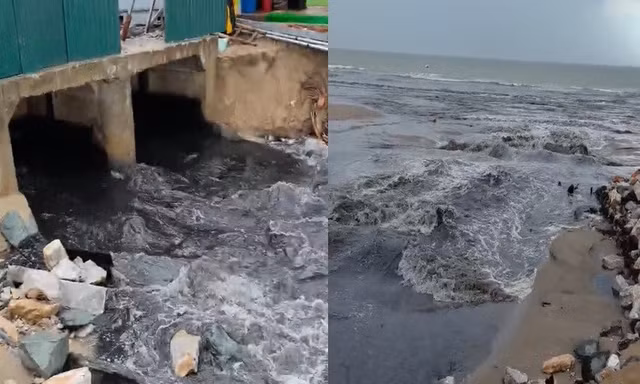 Lộ nguyên nhân dòng nước đen tràn ra bãi biển Sầm Sơn