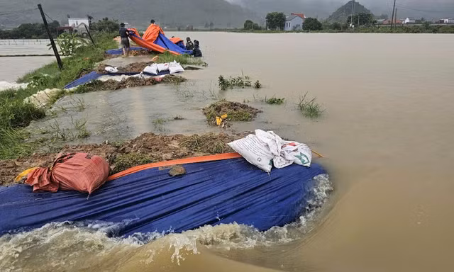 Vỡ bờ kênh ở Thanh Hóa