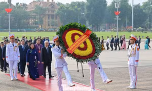 Đại biểu dự Đại hội MTTQ lần thứ XI vào Lăng viếng Chủ tịch Hồ Chí Minh