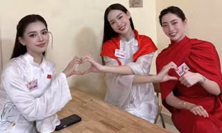Các 'nàng Hậu' Trần Tiểu Vy, Lương Thùy Linh, Bảo Ngọc tham gia tổng duyệt diễu binh, diễu hành A80 