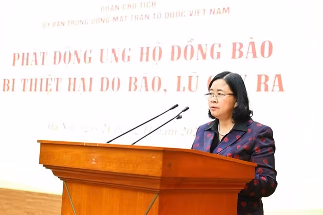 Thay mặt Đoàn Chủ tịch Ủy ban Trung ương MTTQ Việt Nam, bà Bùi Thị Minh Hoài - Ủy viên Bộ Chính trị, Bí thư Trung ương Đảng, Chủ tịch Ủy ban Trung ương MTTQ Việt Nam đã đọc Lời kêu gọi.
