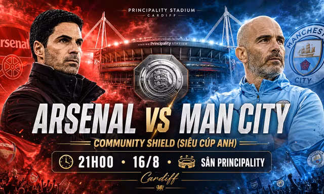 Trực tiếp Siêu cúp Anh: Arsenal vs Man City, 21h00 ngày 16/8: Arteta đấu trí Maresca 