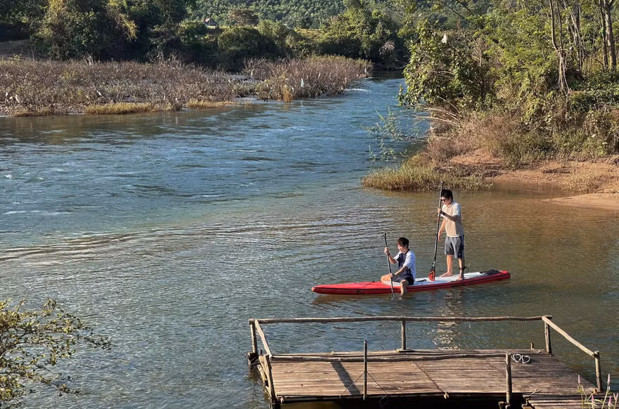 Không gian hoang sơ, trong lành của vùng rừng núi Hòa Bắc được nhiều người yêu thích. Ảnh: Quang Việt