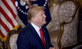Ông Trump trong buổi nói chuyện qua truyền hình với các lực lượng vũ trang Mỹ. (Ảnh: AP)