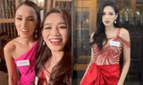 Hoa hậu Đỗ Thị Hà mặc váy đỏ dự tiệc Giáng sinh, lại ghi điểm vì cho đối thủ mượn váy
