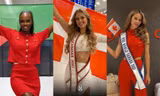 Dàn thí sinh đầu tiên khởi hành tới Miss World, tràn ngập sắc đỏ tại sân bay