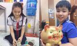 Em nhỏ đập heo đất chia sẻ cùng miền Bắc