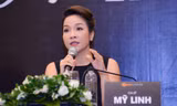 Ca sĩ Mỹ Linh trong buổi họp báo chiếu 14/1.
