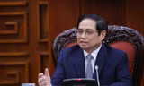 Thủ tướng Phạm Minh Chính tại cuộc tiếp Đại sứ Trung Quốc Hùng Ba. (Ảnh: Mofa)
