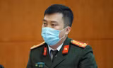 Đại diện Công an TP Hải Phòng thông tin tại cuộc họp BCĐ Phòng chống COVID-19 TP Hải Phòng.