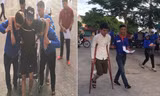Nam sinh ngồi xe lăn, chống gậy tham gia kỳ thi THPT quốc gia