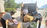 Lực lượng quản lý thị trường kiểm tra hàng hoá trong tháng cao điểm chống hàng giả, nhái Ảnh: QLTT Hà Nội 