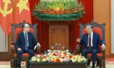 Tổng Bí thư Tô Lâm tiếp Đại sứ Nga tại Việt Nam Gennady Bezdetko. (Ảnh: TTXVN)