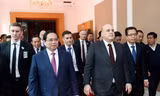 Thủ tướng Phạm Minh Chính cùng Thủ tướng Nga Mikhail Mishustin dự chương trình biểu diễn nghệ thuật