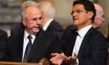Sven-Goran Eriksson (trái) và Fabio Capello đều lọt vào danh sách ứng viên “ghế nóng” ở ĐT Brazil.