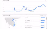 Lượng quan tâm và khu vực tìm kiếm các từ khóa liên quan đến El Nino. Số liệu từ Google Xu hướng ngày 23/11.