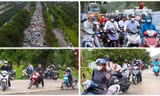 Đại lộ Thăng Long: Đi gần hai tiếng chưa tới cơ quan, người dân dựng xe trên vỉa hè 'tránh tắc'